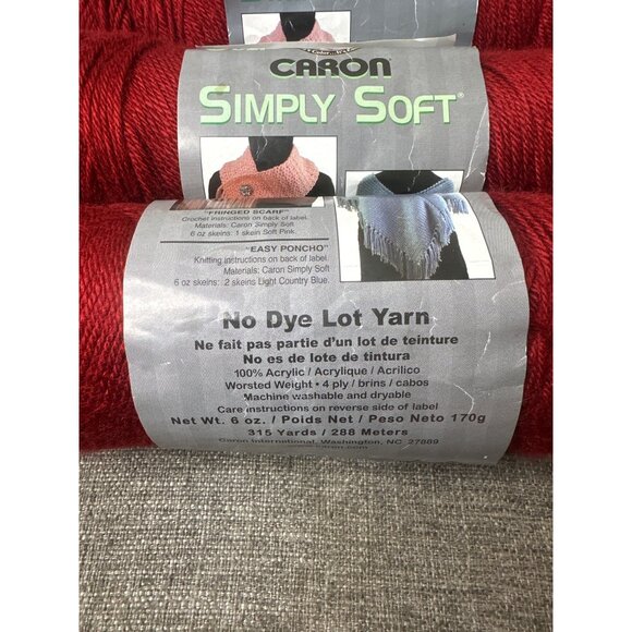 Mainstays & Caron Simply Soft Acrylic Yarn Bundle Mixed Lot Black Pink Burgundy - Picture 6 of 15